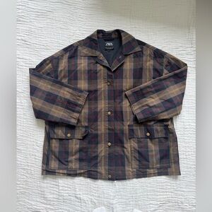 Zara women’s plaid Shirt Jacket - very oversized